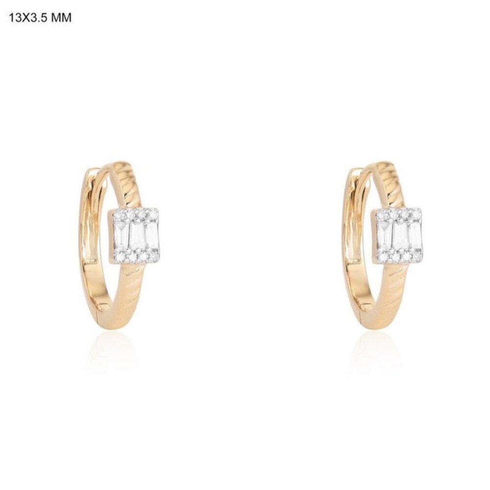 Aurora Bliss 14K (or 18k upon request) Yellow Gold Diamond Hoops Earrings